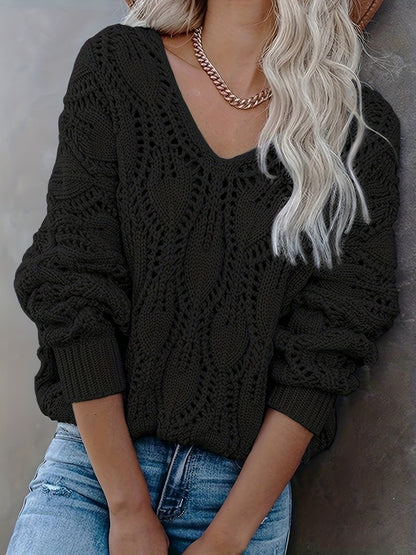 Hana® | V-neck sweater with opening