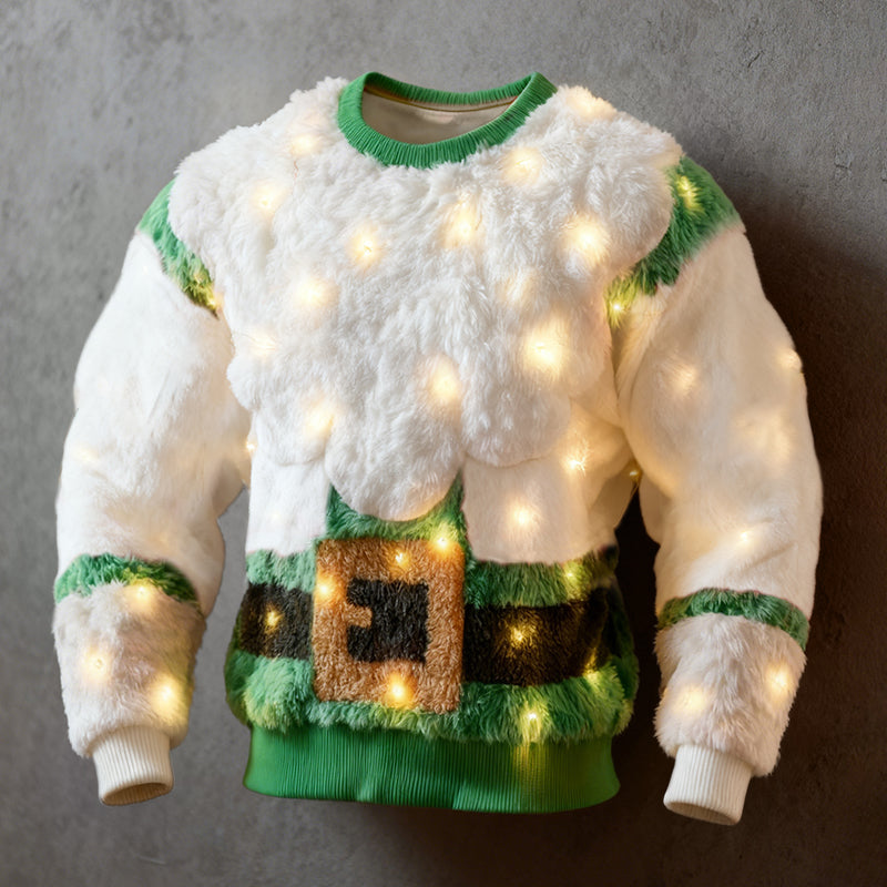 Comstylish Men's Fun Santa Claus Comfortable Crew Neck Plush Sweatshirt