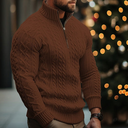 Vintage Knit Warm Jacquard Iceland Half Zip Neck Sweater elevenforest