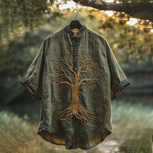 Men's Viking Celtic Mythical Life Stand-up Collar Shirt artswardrobe
