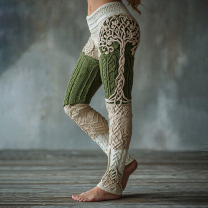 Women's Viking Tree Of Life Pattern Cozy Casual Leggings artswardrobe