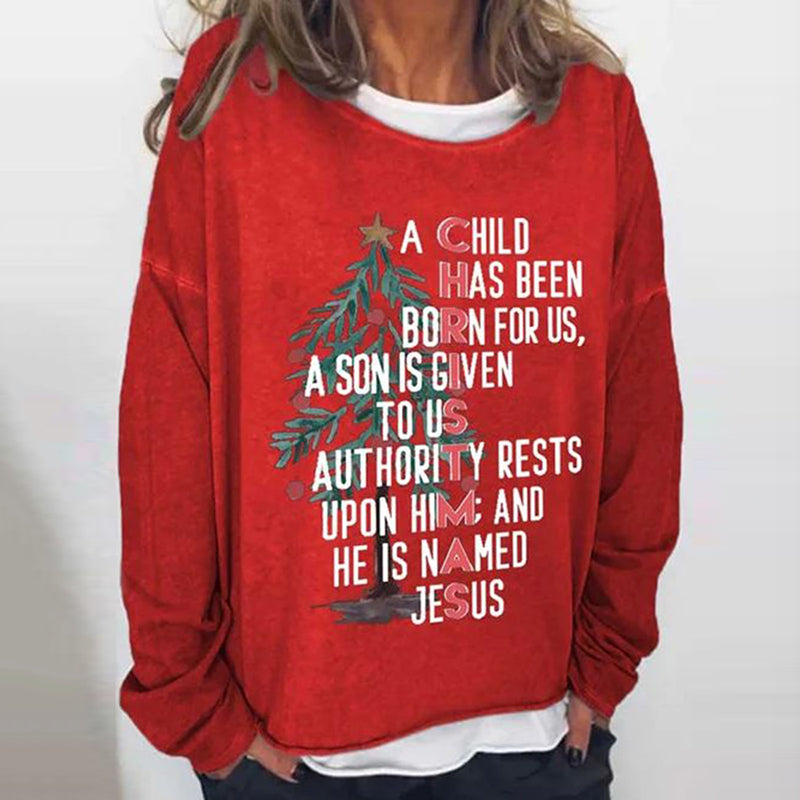 Comstylish Women's Christmas Nativity Print Casual Long Sleeve Sweatshirt