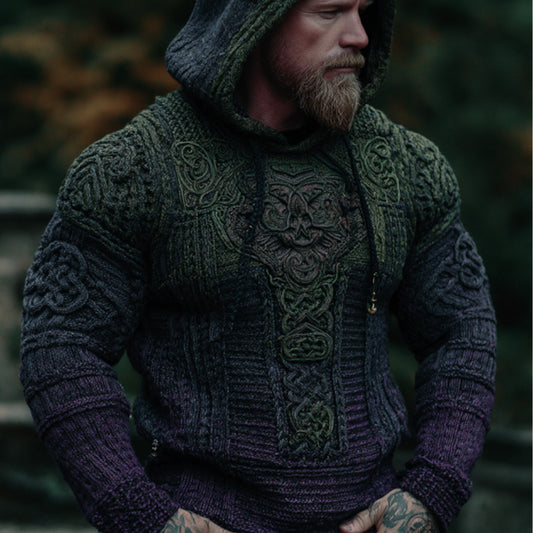 Men's Vintage Halloween Viking Embroidered Sweater elevenforest