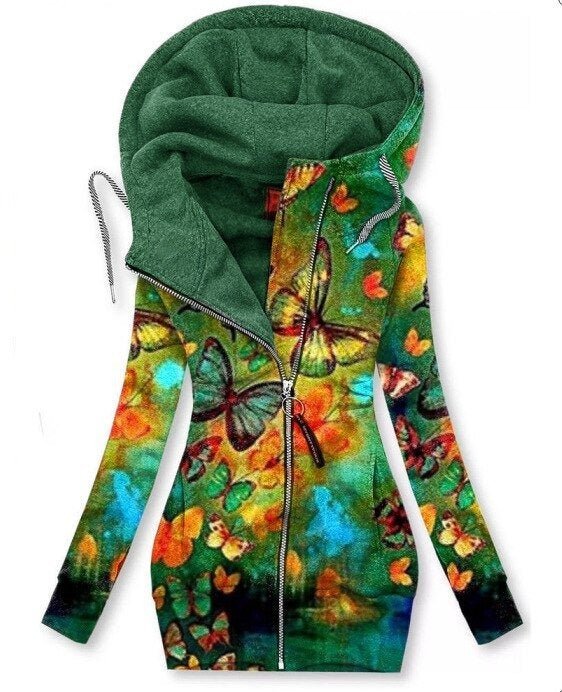 LM | Artistic asymmetric zip-up hoodie