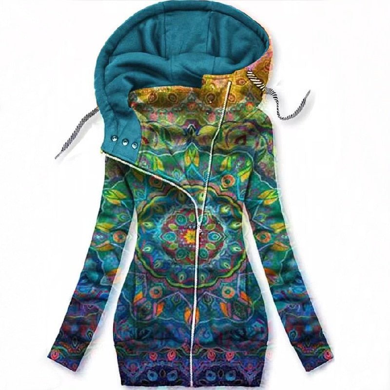 LM | Artistic asymmetric zip-up hoodie