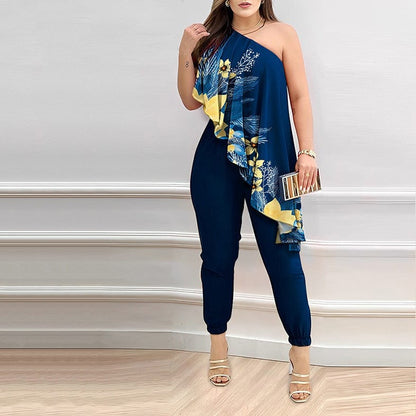 LM | Asymmetric ruffle jumpsuit