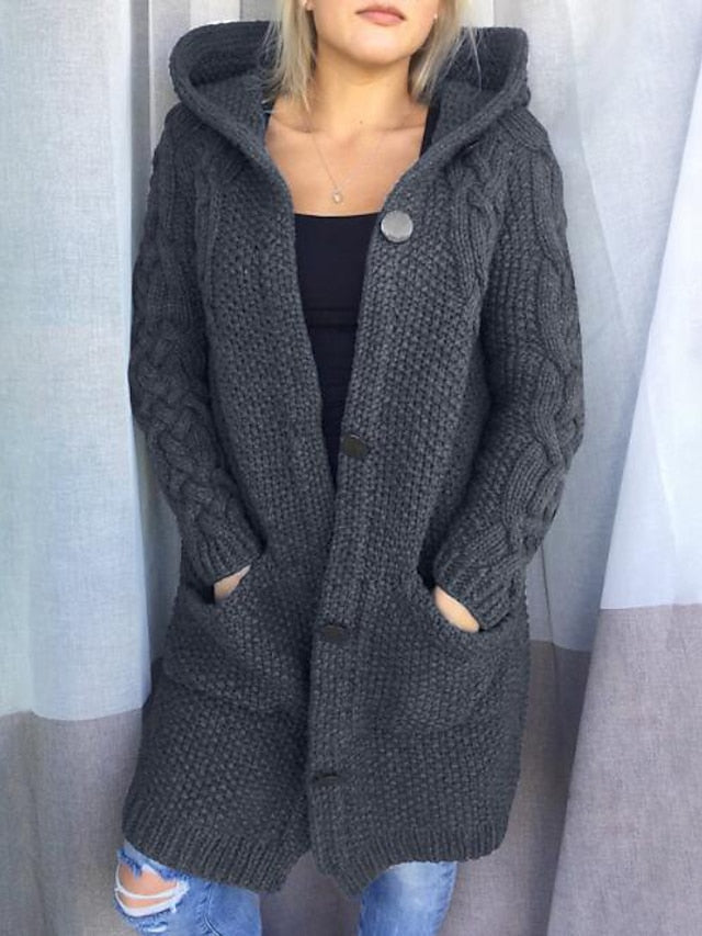 LM | Cardigan with hood in chunky knit