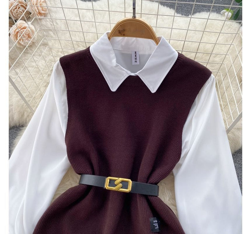 LM | Sleeveless sweater top set