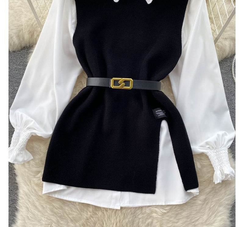 LM | Sleeveless sweater top set