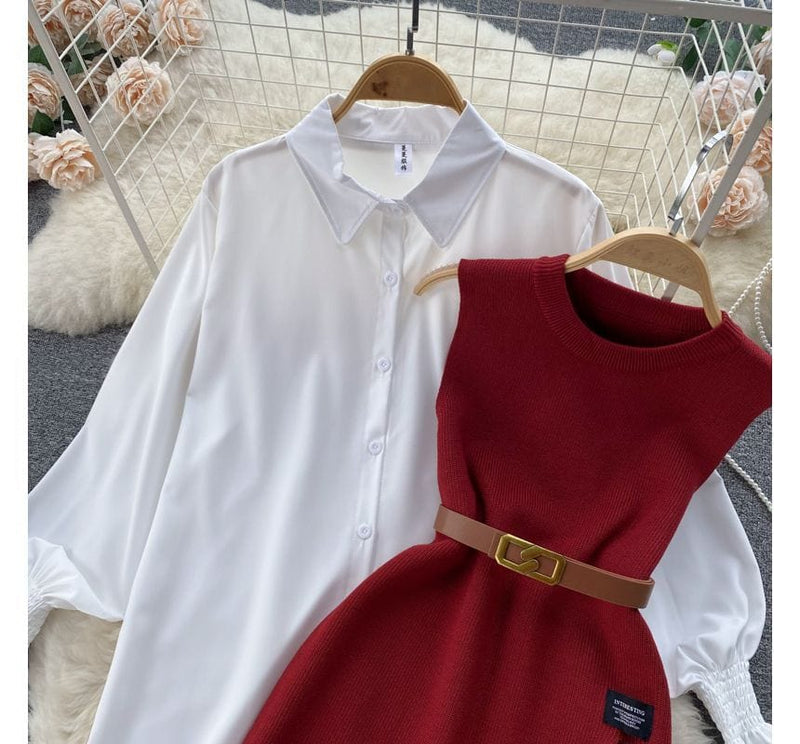 LM | Sleeveless sweater top set