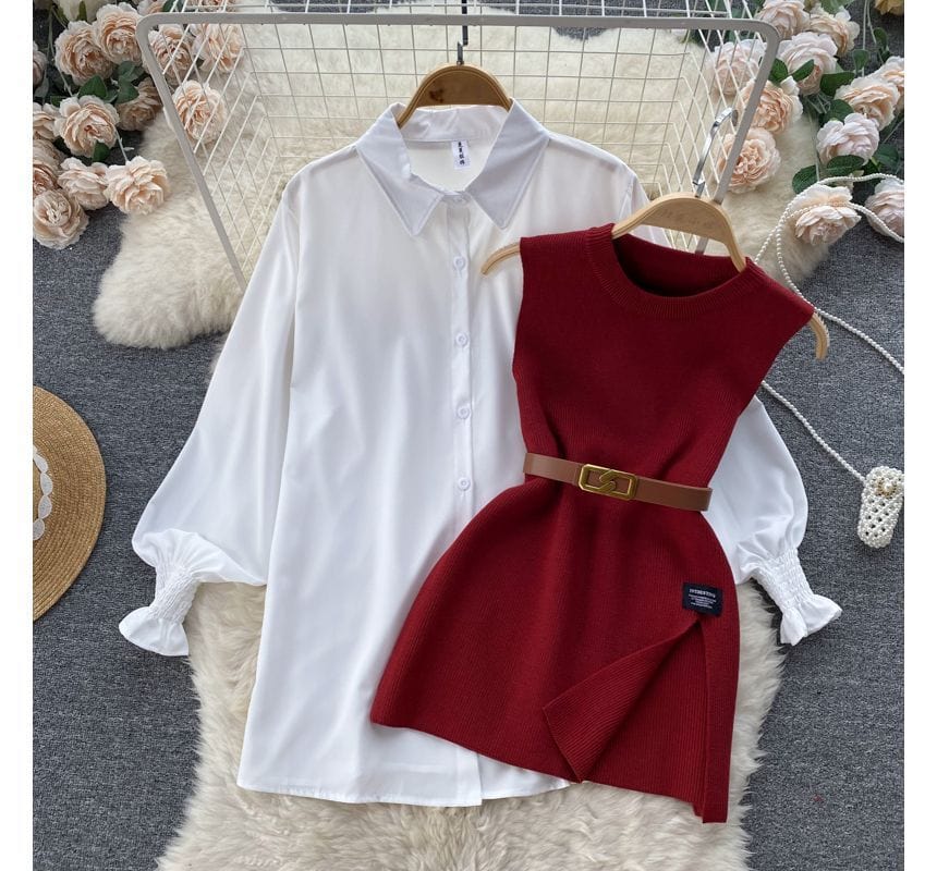 LM | Sleeveless sweater top set