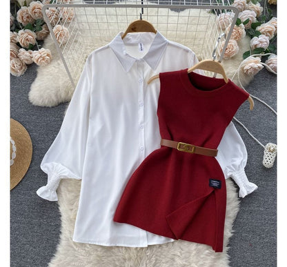 LM | Sleeveless sweater top set