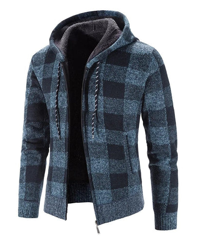 LM | Hooded sweatshirt with check pattern and long sleeves