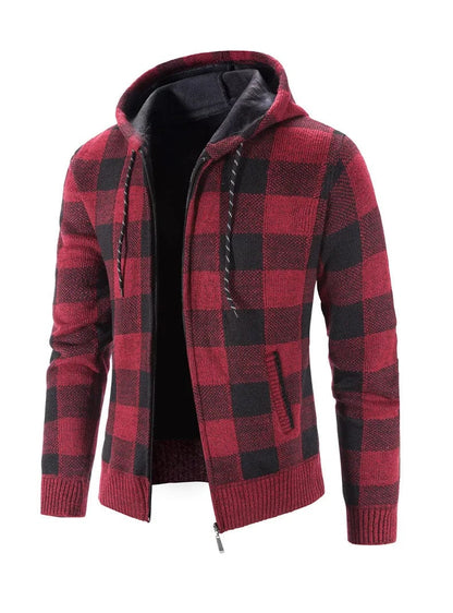 LM | Hooded sweatshirt with check pattern and long sleeves