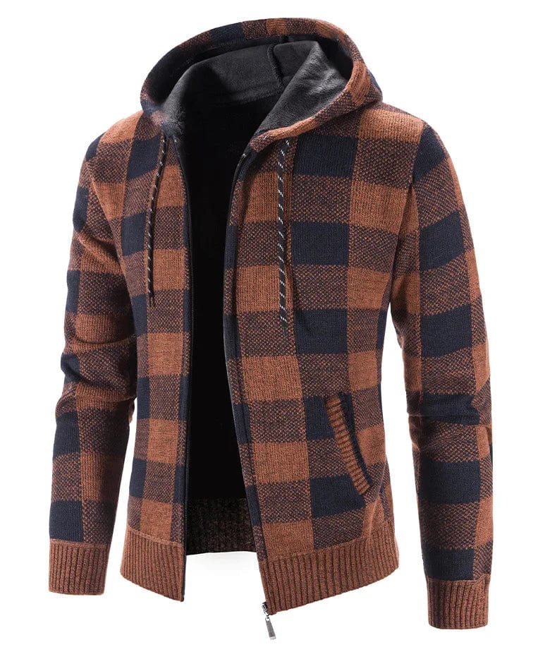 LM | Hooded sweatshirt with check pattern and long sleeves