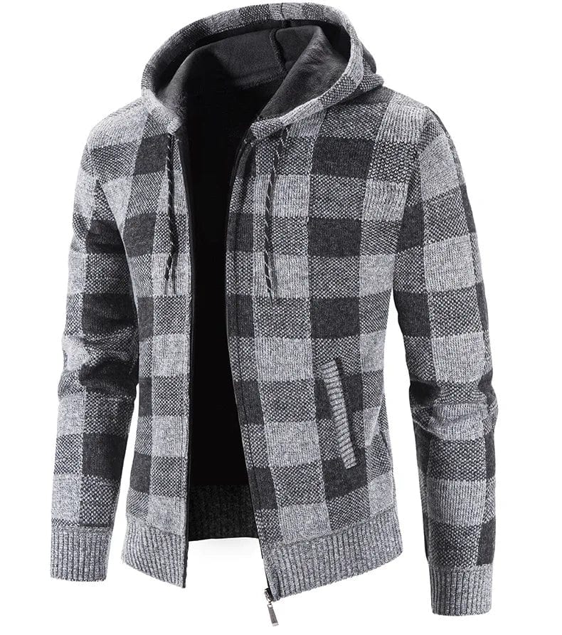 LM | Hooded sweatshirt with check pattern and long sleeves