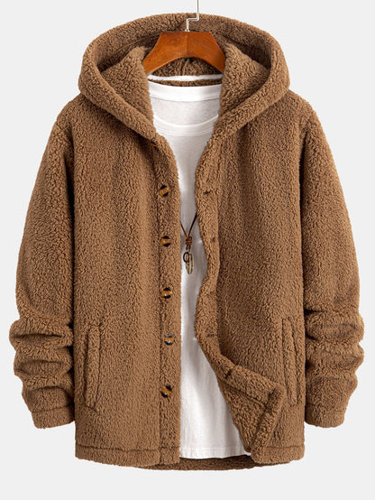 LM | Ravo™ jacket made from cozy teddy fleece with a hood and button fastening.