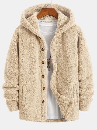 LM | Ravo™ jacket made from cozy teddy fleece with a hood and button fastening.