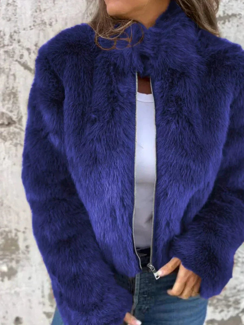 LM | elegant fur coat with zipper