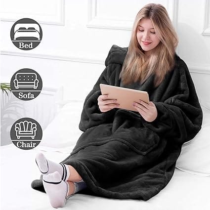 LM | Oversized hooded fleece pullover