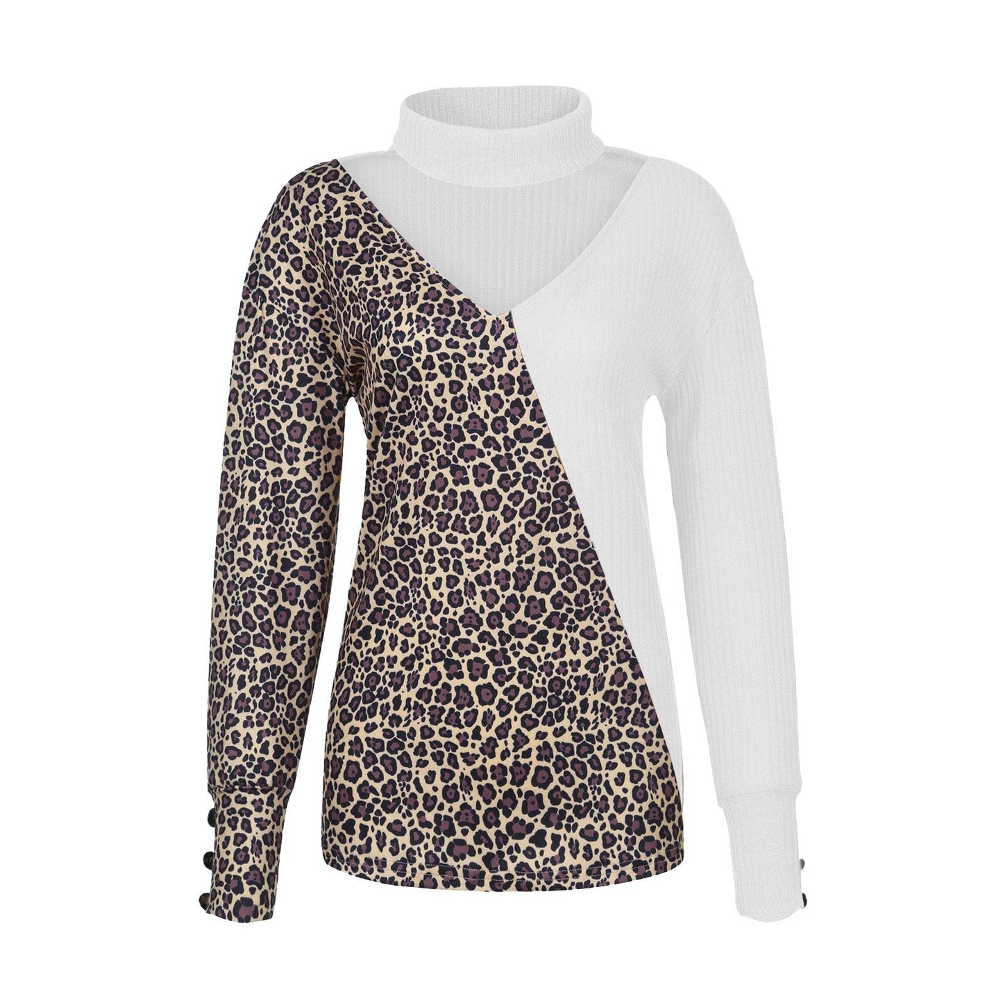 LM | Leopard print patchwork knitted sweater 2024