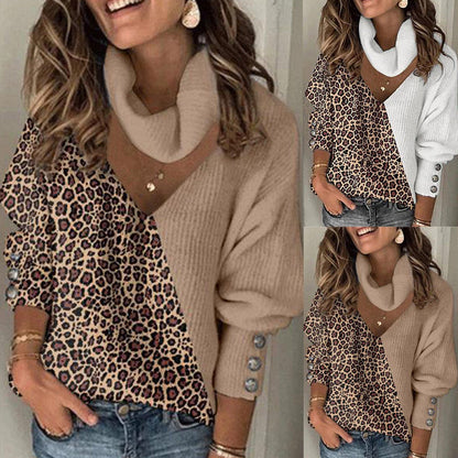 LM | Leopard print patchwork knitted sweater 2024