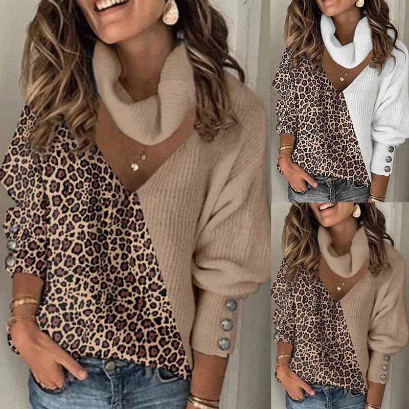 LM | Leopard print patchwork knitted sweater 2024