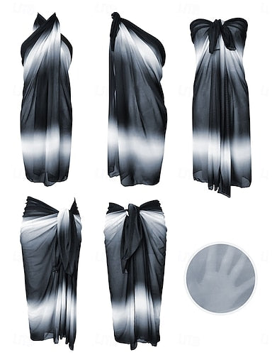 Swimwear Cover Up Wrap Skirt Swimsuit Ruched Vacation Beach Wear Ombre Strapless Sleeveless Bathing Suits