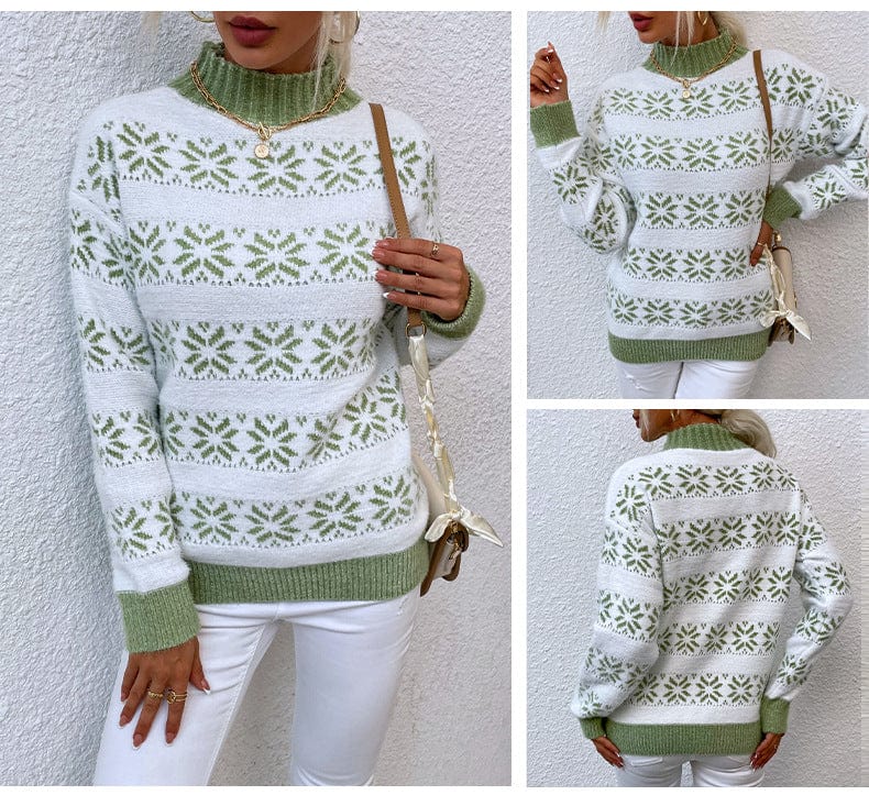 LM | Turtleneck sweater with snowflake for women 2024