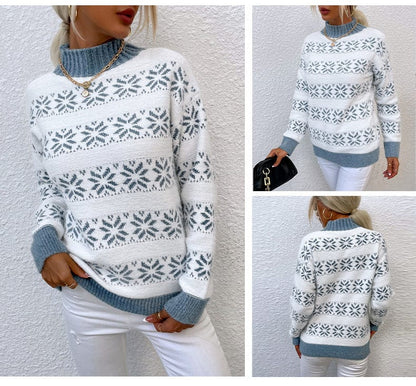 LM | Turtleneck sweater with snowflake for women 2024