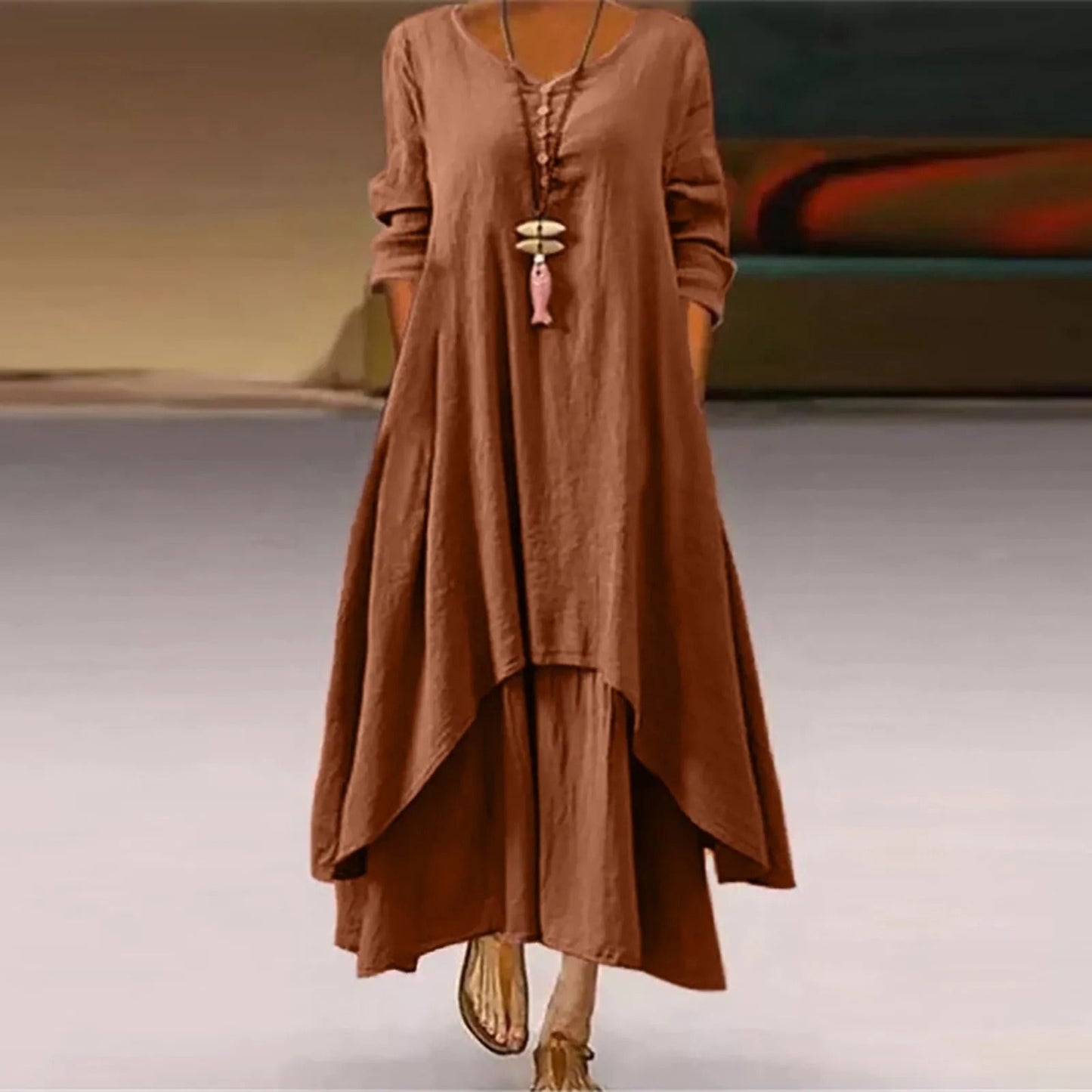 LM | Multi-layered flowing midi dress