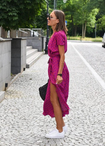 LM | Elegant colorful floral summer midi dress