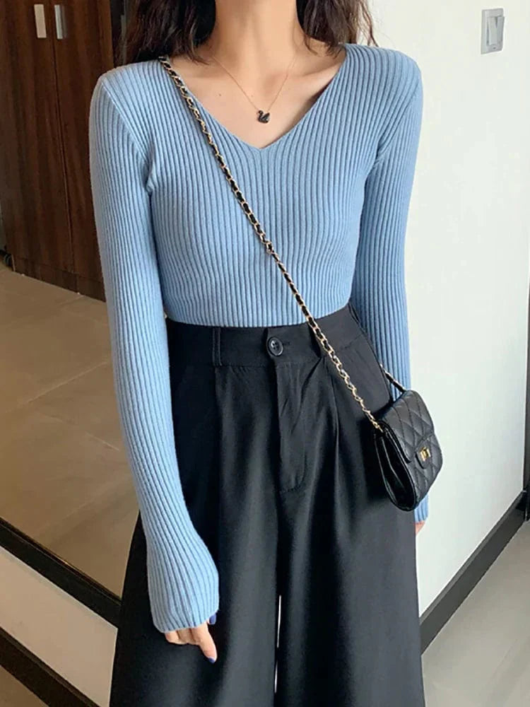 LM | Basic knitted V-neck sweater