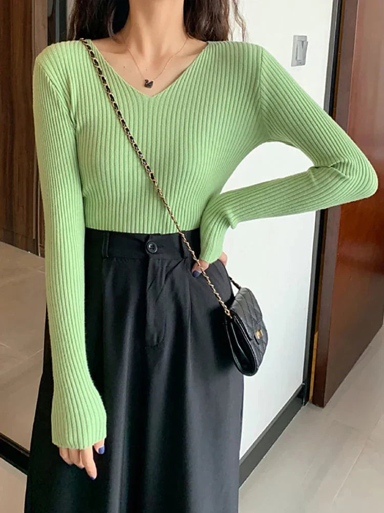 LM | Basic knitted V-neck sweater