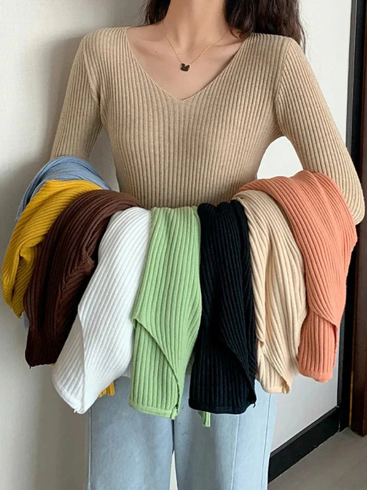 LM | Basic knitted V-neck sweater