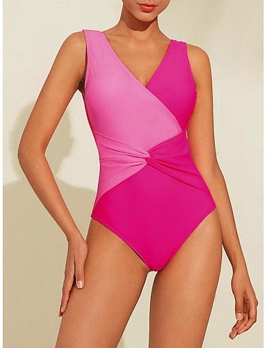 Triangle V-neck Petal Border One-piece Swimsuit