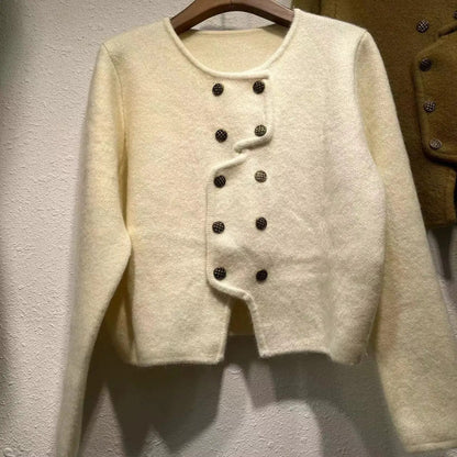 LM | Women's sweater with double-breasted button placket