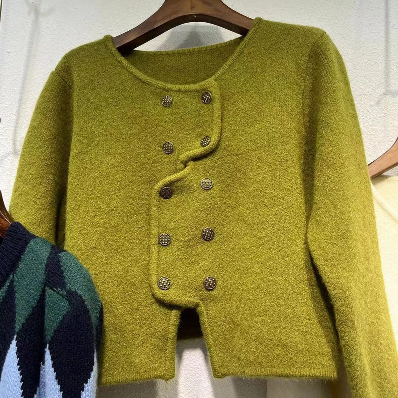 LM | Women's sweater with double-breasted button placket