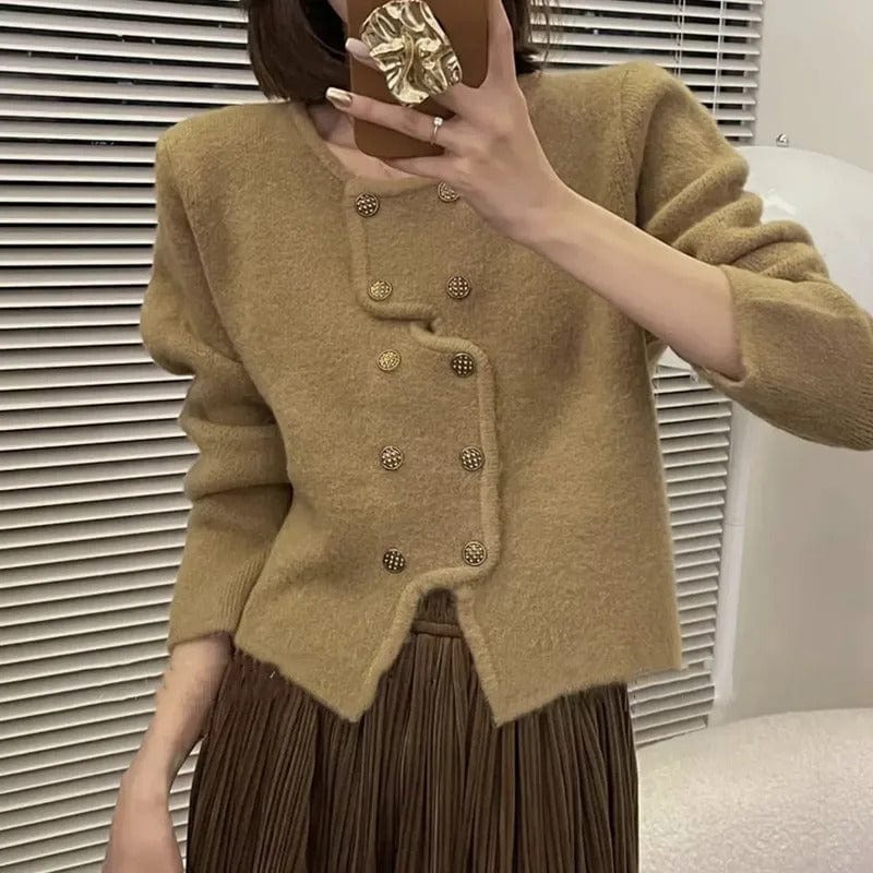 LM | Women's sweater with double-breasted button placket