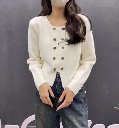 LM | Women's sweater with double-breasted button placket