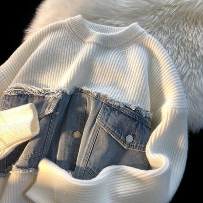 LM | Patchwork denim sweater