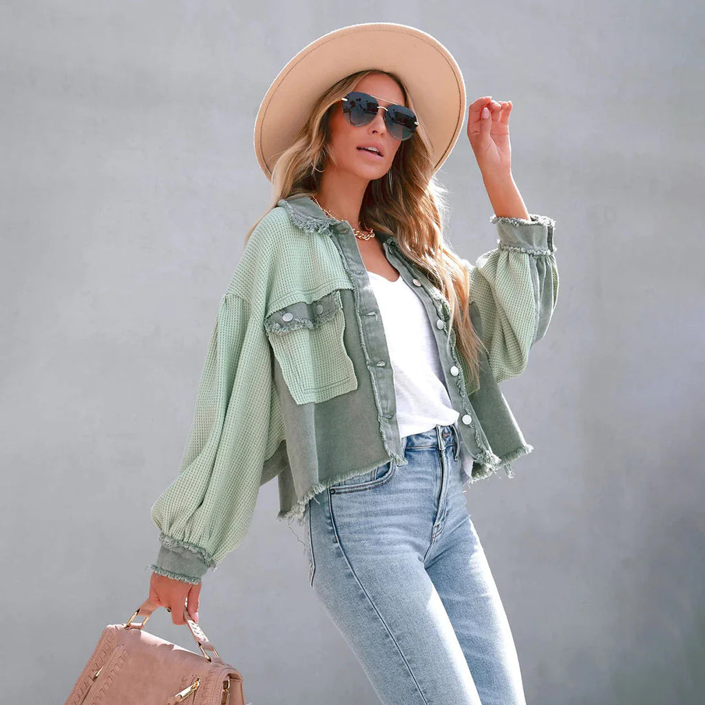 LM | Casual jacket with puff sleeves for women
