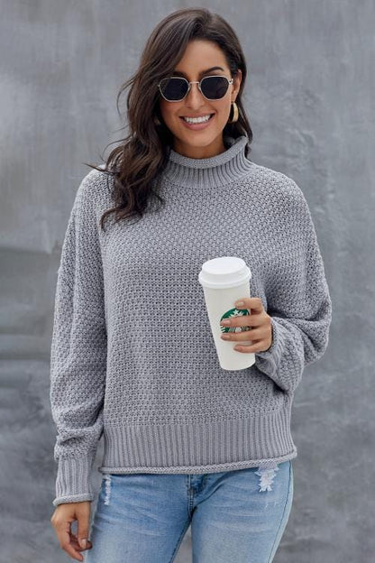 LM | MW Women's sweater in gray, long-sleeved turtleneck sweater