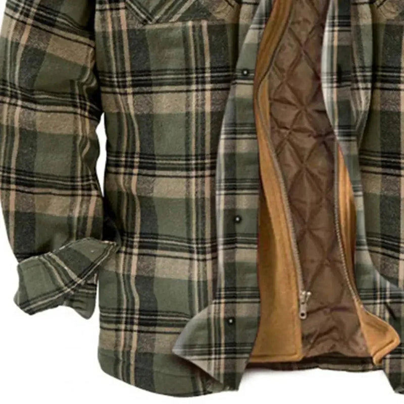 LM | Hooded shirt jacket in cotton flannel