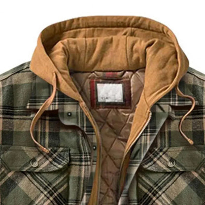 LM | Hooded shirt jacket in cotton flannel