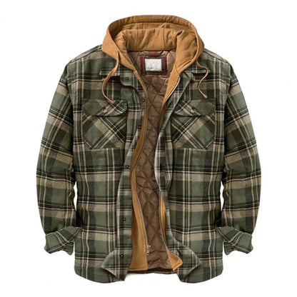 LM | Hooded shirt jacket in cotton flannel