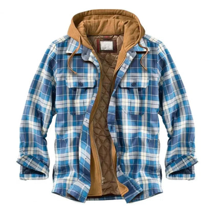 LM | Hooded shirt jacket in cotton flannel