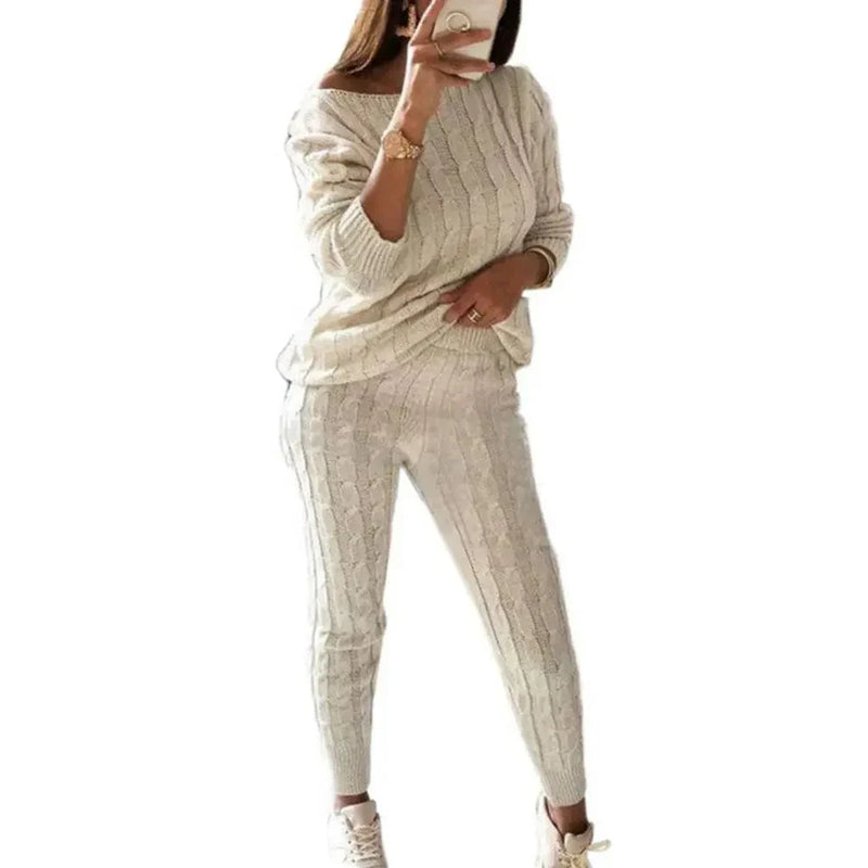 LM | MW -Women's 2-piece long knit suit with thick sweater