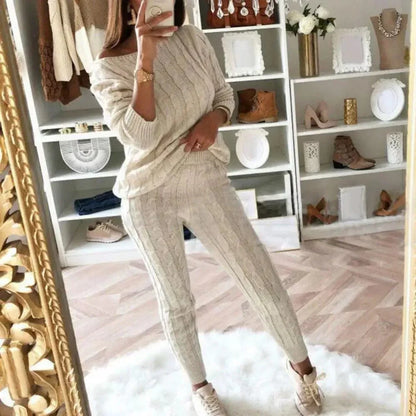 LM | MW -Women's 2-piece long knit suit with thick sweater