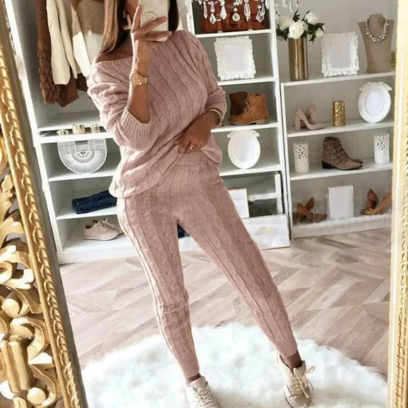 LM | MW -Women's 2-piece long knit suit with thick sweater